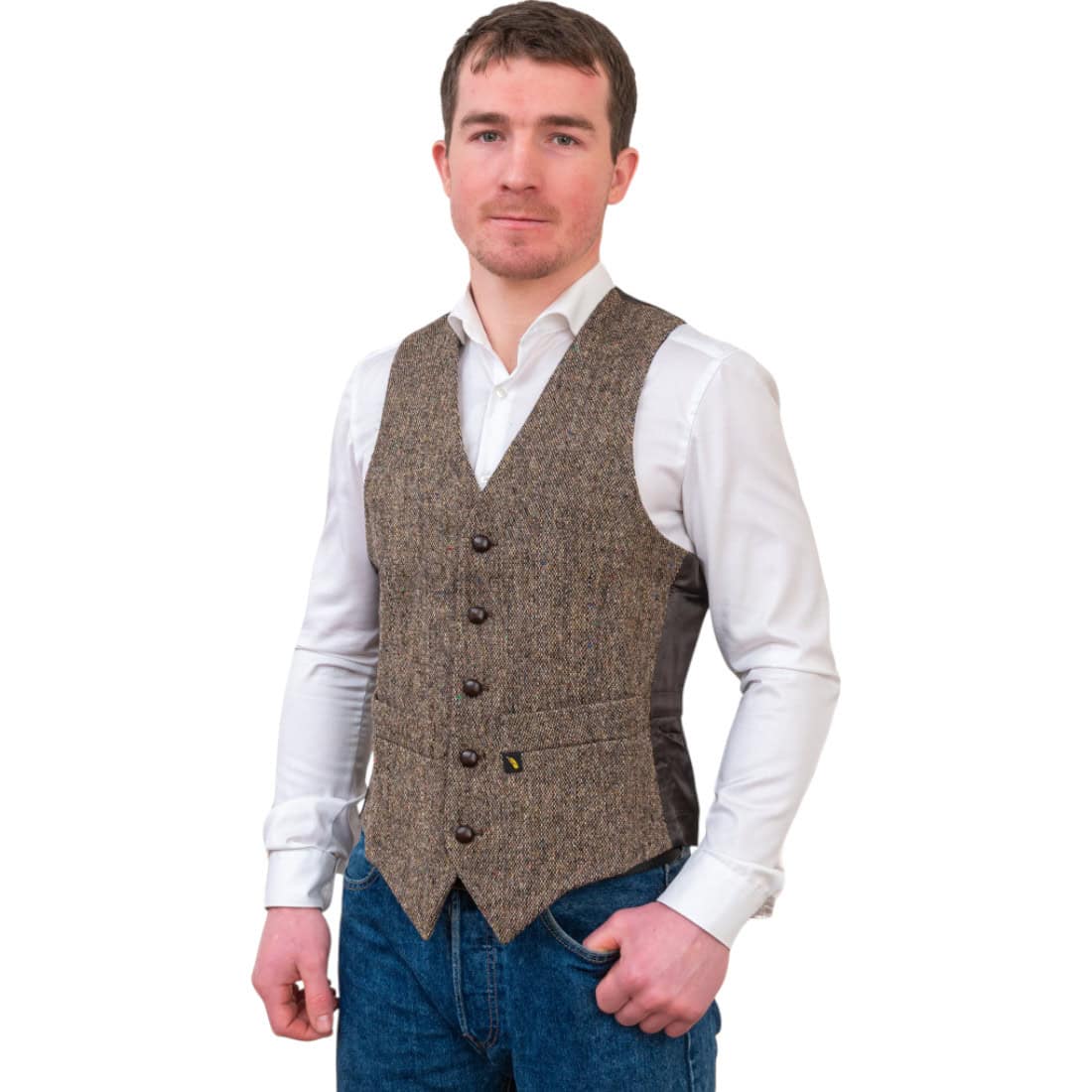 Black Herringbone Donegal Tweed Vest Waistcoat - Tweed Clothing