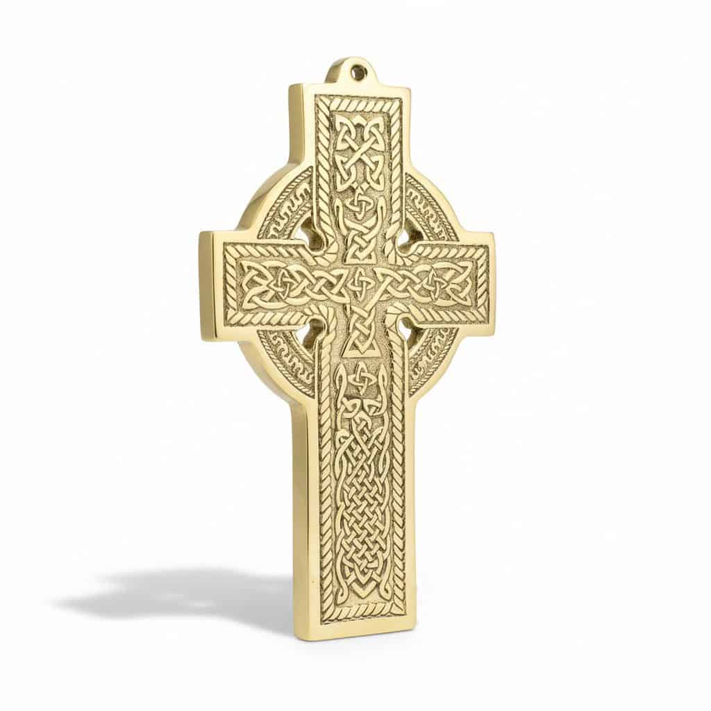 Brass Celtic Cross – Intricate Knotwork Wall Decoration - Irish Bar/Guinness