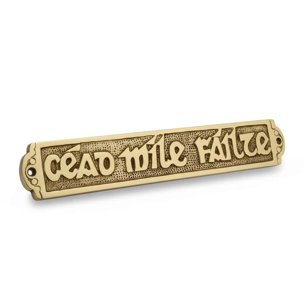 Brass Wall Plaque – “Céad Míle Fáilte” Embossed Design - Irish Bar/Guinness