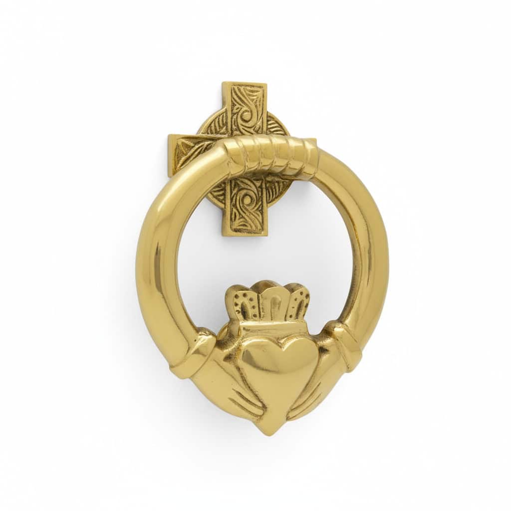 Brass Claddagh Door Knocker – 4 Inch Diameter - Irish Bar/Guinness