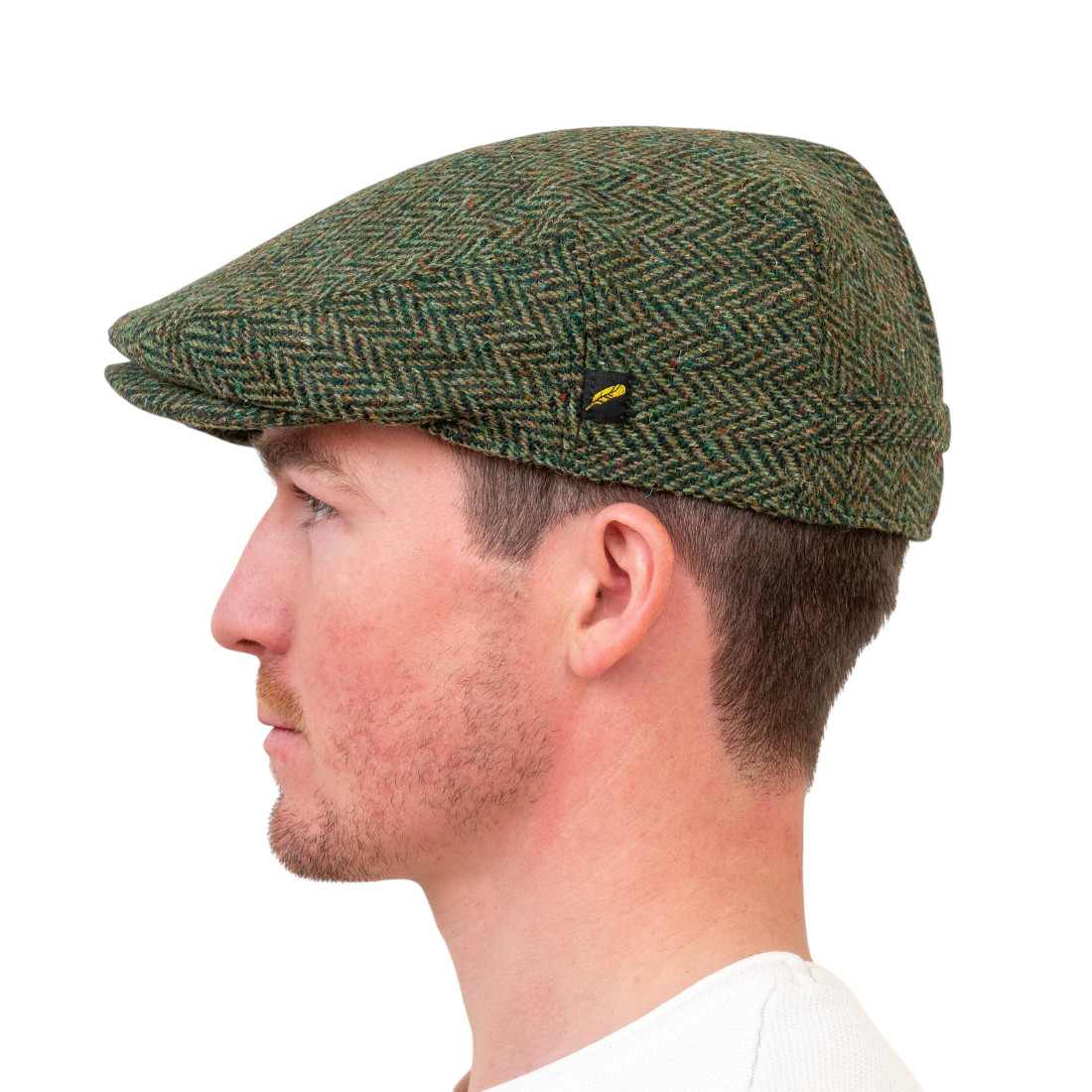 Green Herringbone Donegal Tweed Dubliner Cap - Donegal Tweed - Image 2