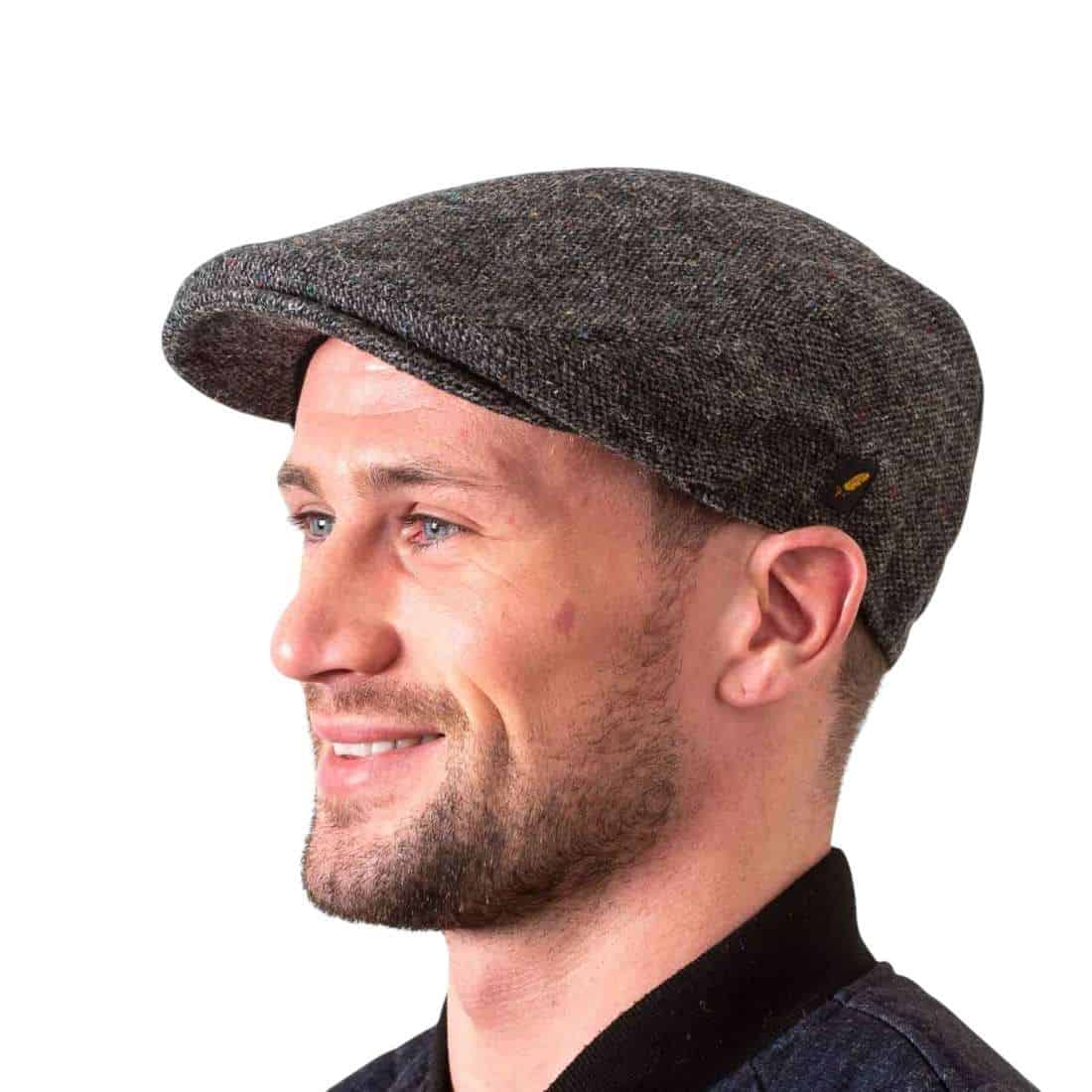 Charcoal Grey Salt & Pepper Donegal Tweed Dubliner Cap - Donegal Tweed