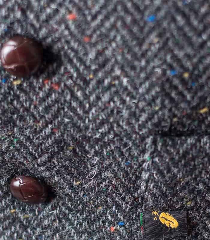 Charcoal Herringbone Donegal Tweed Vest Waistcoat - Tweed Clothing - Image 2