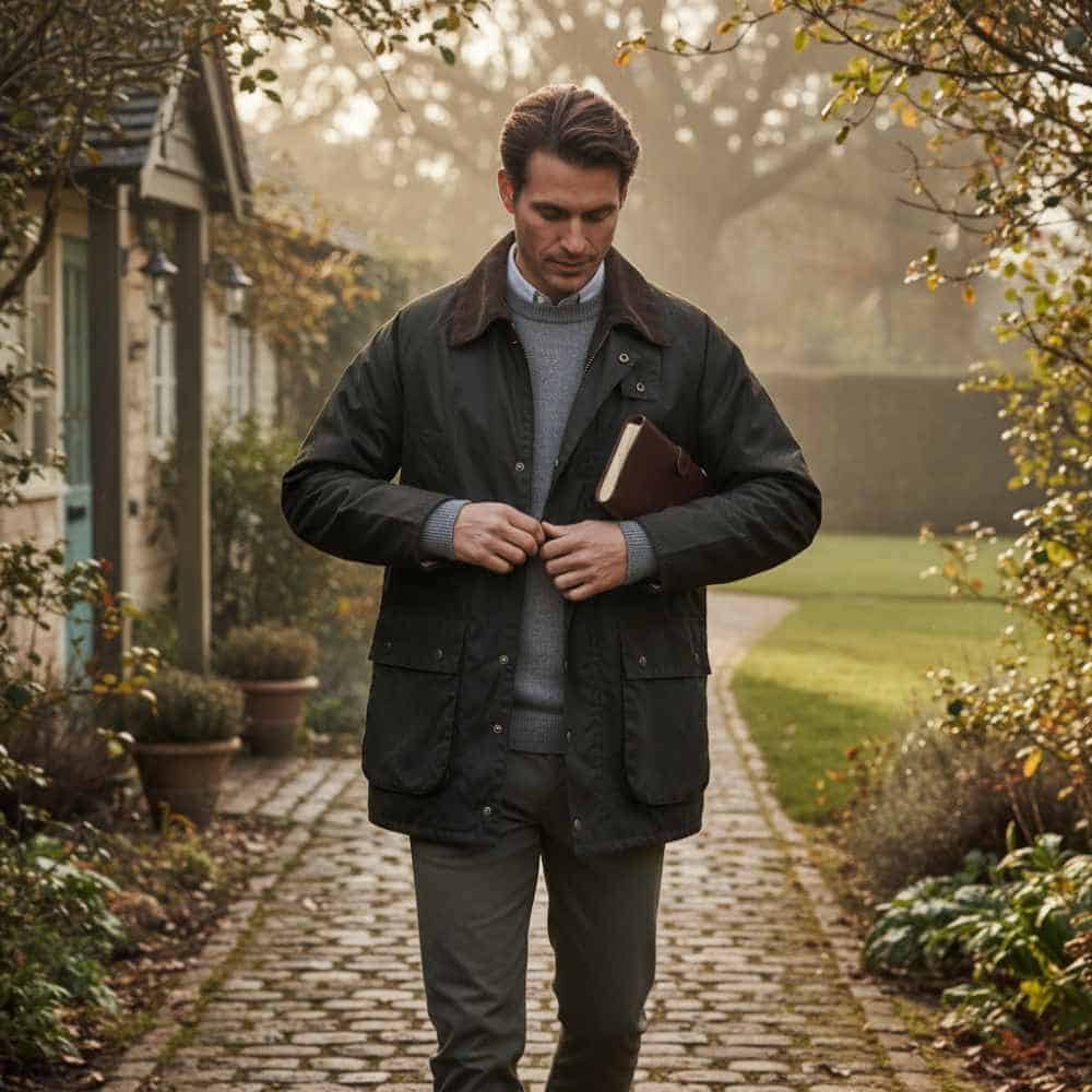 Men’s Waxed Jacket – Green Wax | Timeless Country Classic - Clothing Collection - Image 1