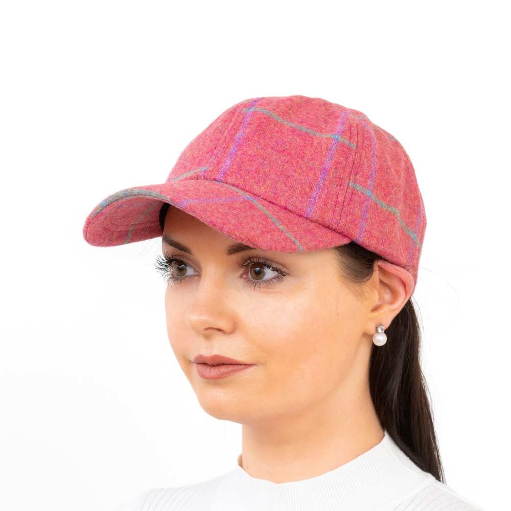 Pink Check Wool Baseball Cap - Hats | Caps | Clothing
