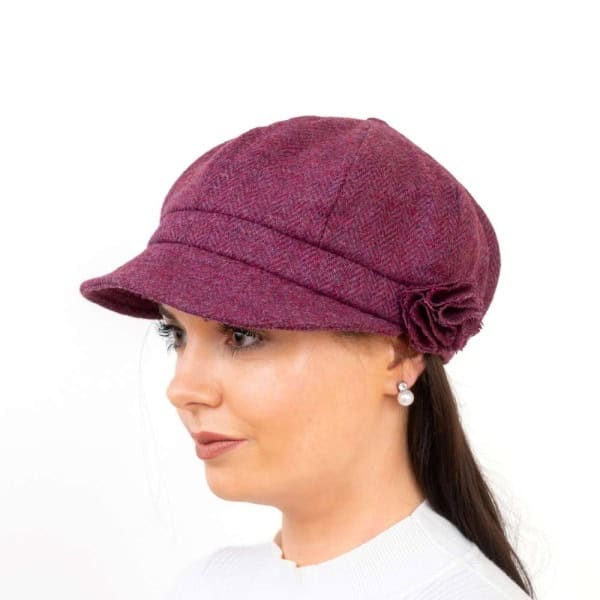 Shannon Women’s Cap – Plum Herringbone Tweed - Hats | Caps | Clothing