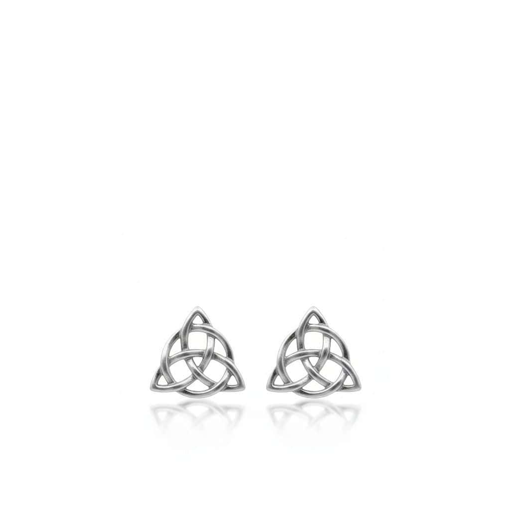 Sterling Silver Small Trinity Knot & Circle Stud Earrings - Irish Gifts