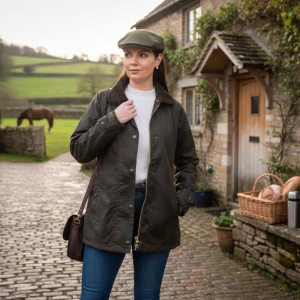 Women’s Waxed Jacket – Brown Wax | Midi-Length Country Classic - Clothing Collection