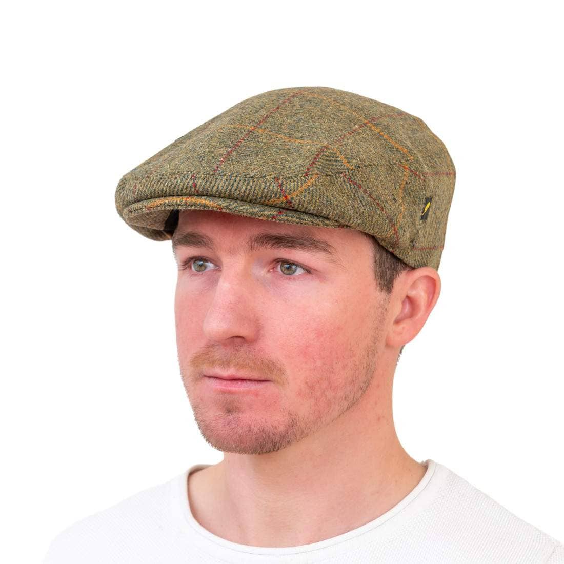 Green Over-check Yorkshire Tweed Flat Cap – Dubliner Style - Hats | Caps | Clothing
