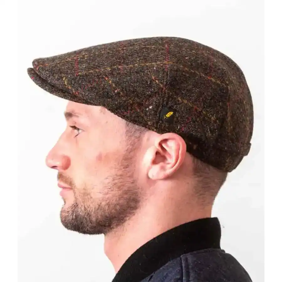 Brown Overcheck Donegal Tweed Dubliner Cap - Donegal Tweed - Image 2