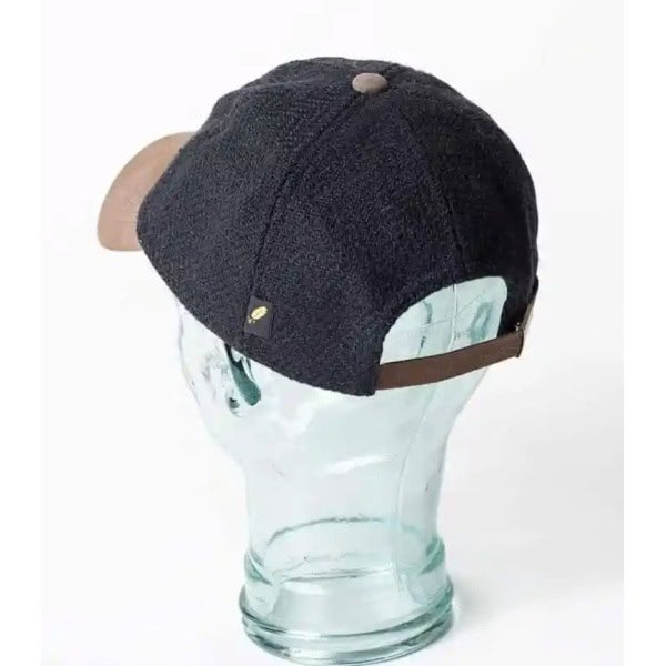 Black Donegal Tweed Baseball Cap with Suede Leather Peak - Hats | Caps | Clothing - Image 1