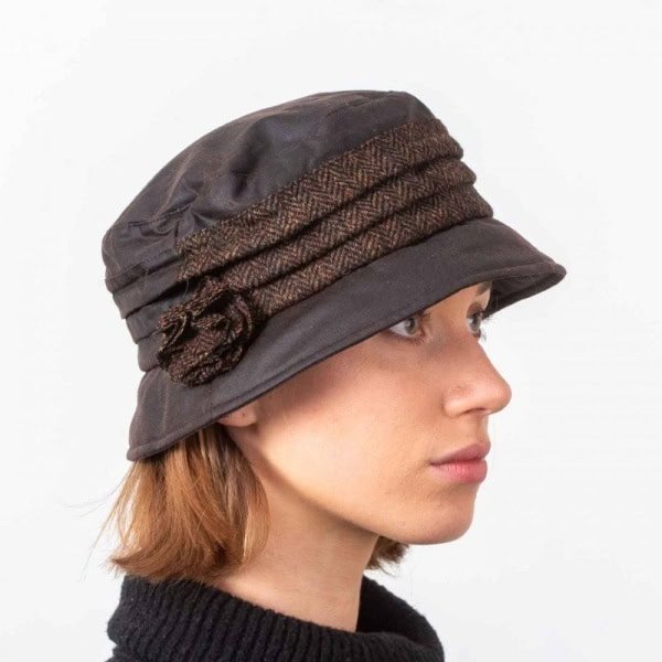 Katie Women’s Wax Hat – Brown with Whiskey Tweed Trim - Hats | Caps | Clothing