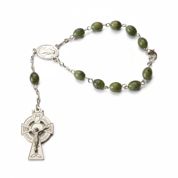 Connemara Marble Single Decade Rosary Bracelet – Oval Beads - Connemara Marble