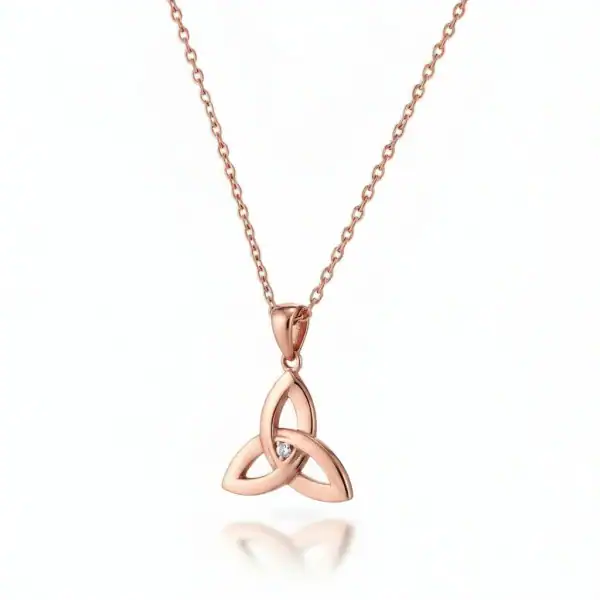 Rose Gold Plated Sterling Silver Trinity Pendant with CZ Centre - Irish Gifts