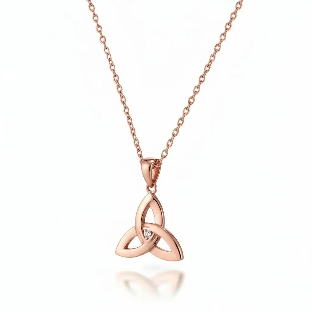 Rose Gold Plated Sterling Silver Trinity Pendant with CZ Centre - Irish Gifts