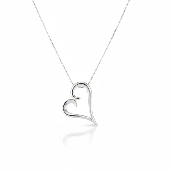 Sterling Silver Open Heart Pendant – Contemporary Silver Design - Irish Gifts
