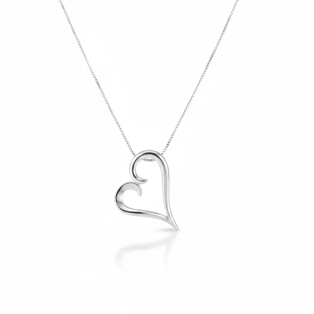 Sterling Silver Open Heart Pendant – Contemporary Silver Design - Irish Gifts