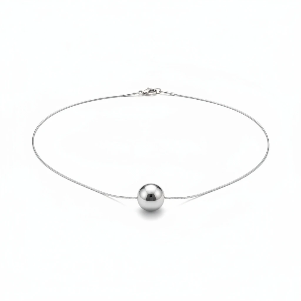 Sterling Silver 11mm Ball Bead Necklet on Snake Chain - Irish Gifts