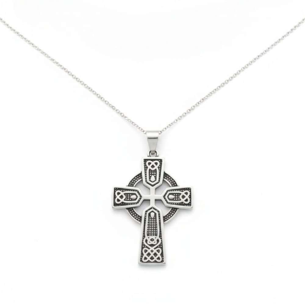 Sterling Silver Medium Celtic Cross with Knots - Irish Gifts