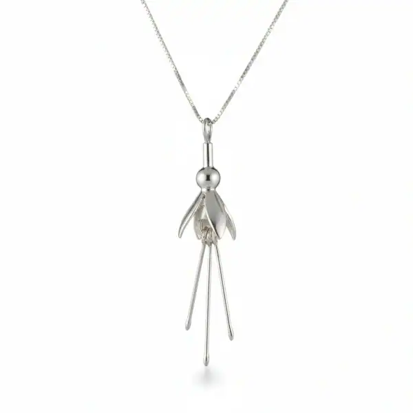 Sterling Silver Long Fuchsia Flower Pendant Necklace - Irish Gifts