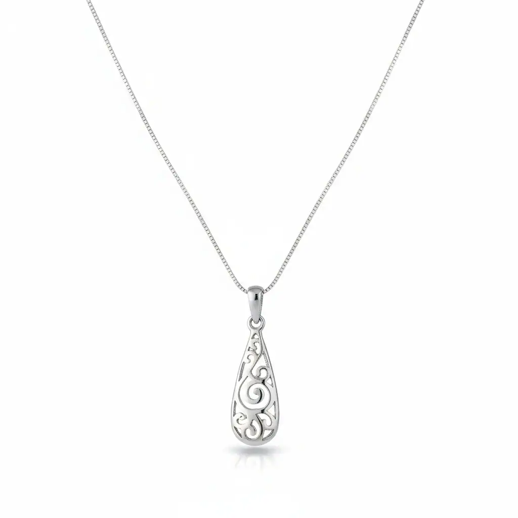 Sterling Silver Small Filigree Teardrop Pendant - Irish Gifts