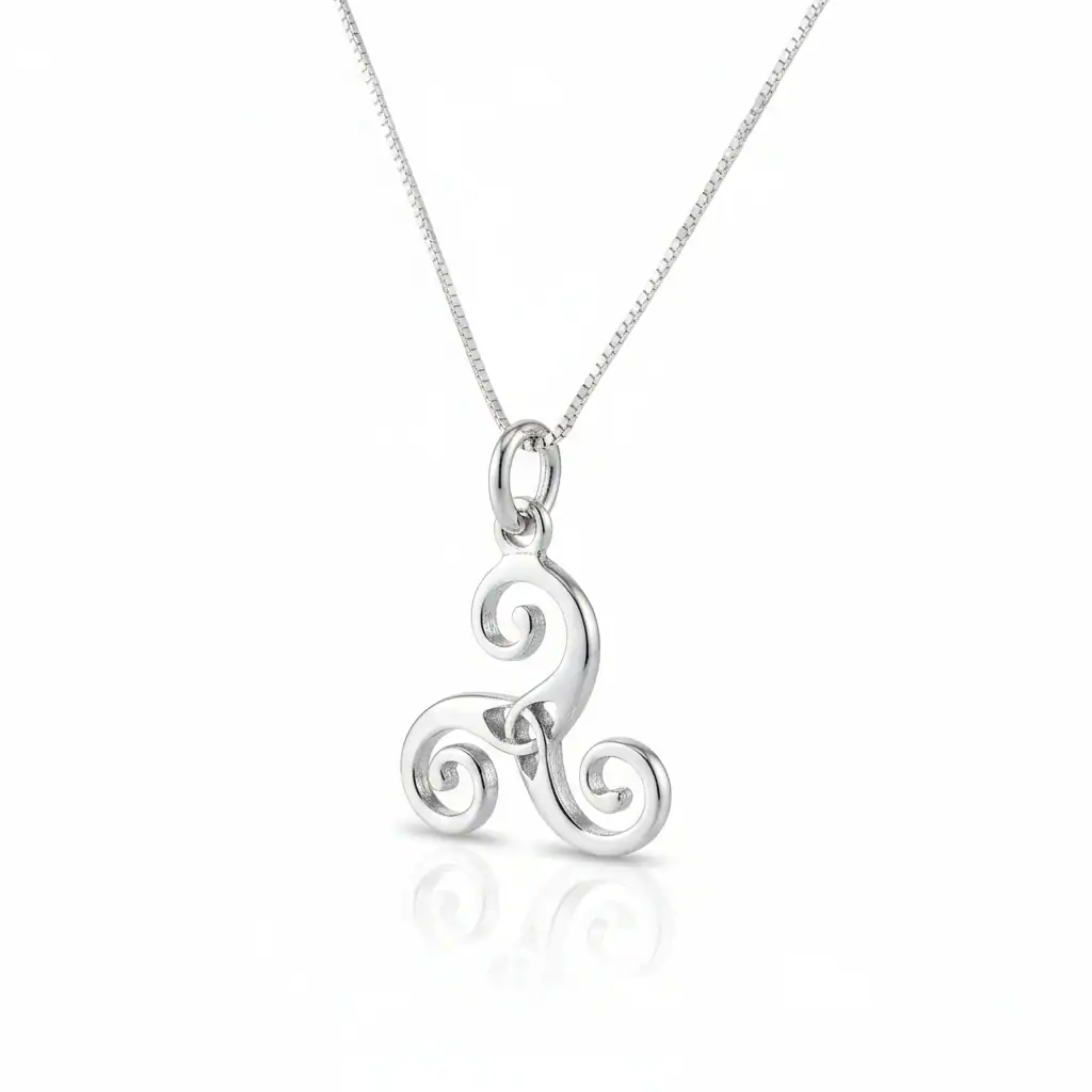 Sterling Silver Triskele Pendant Necklace - Irish Gifts