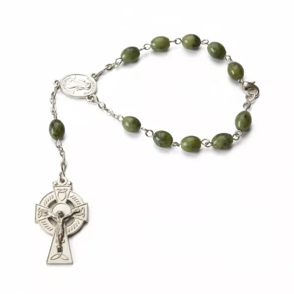 Connemara Marble Single Decade Rosary Bracelet – Oval Beads - Connemara Marble