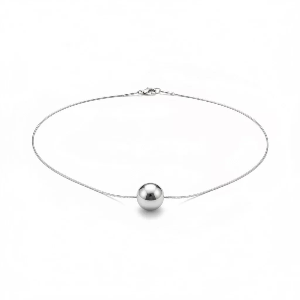Sterling Silver 11mm Ball Bead Necklet on Snake Chain - Irish Gifts