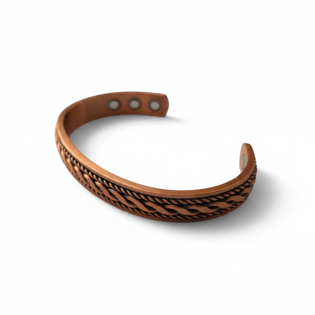 Ladies Magnetic Copper Bangle with Woven Knot - Irish Gifts - Image 1